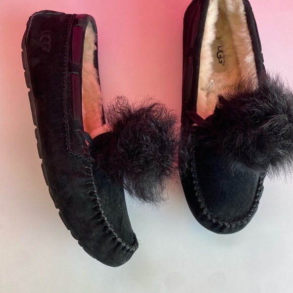 uggs dakota pom-poms black womens size 8 loafers - Picture 7 of 15
